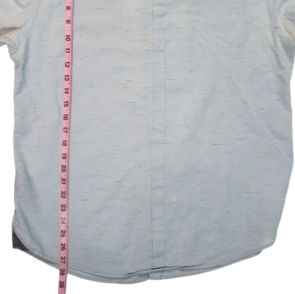 DKNY Jeans Blue Chambray Button Up Shirt Sz Large Casual Paint Splatter Print - Picture 8 of 8